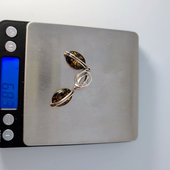 Baltic Amber & Sterling Silver Drop Earrings - Picture 4 of 6